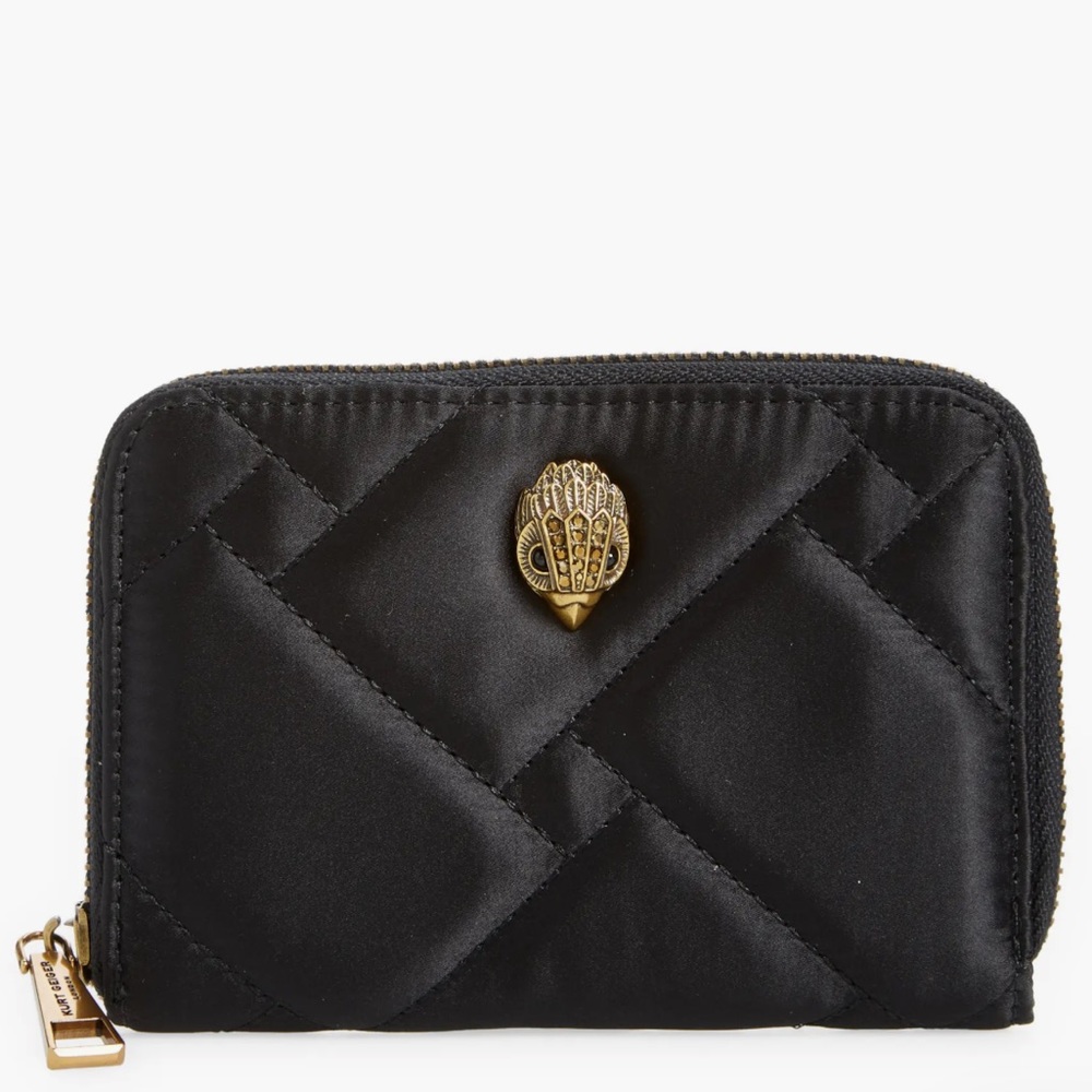 Kurt Geiger London Black Quilted Nylon Small Zip Around Wallet